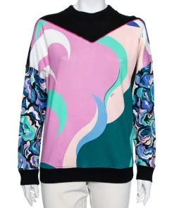 Emilio Pucci Multicolor Printed Cotton Knit Sweatshirt S For Women