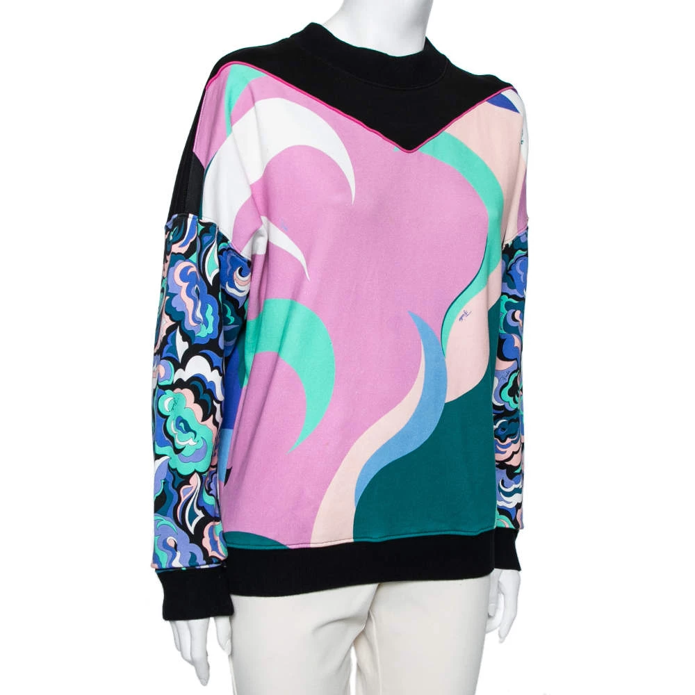 Emilio Pucci Multicolor Printed Cotton Knit Sweatshirt S For Women - Image 2