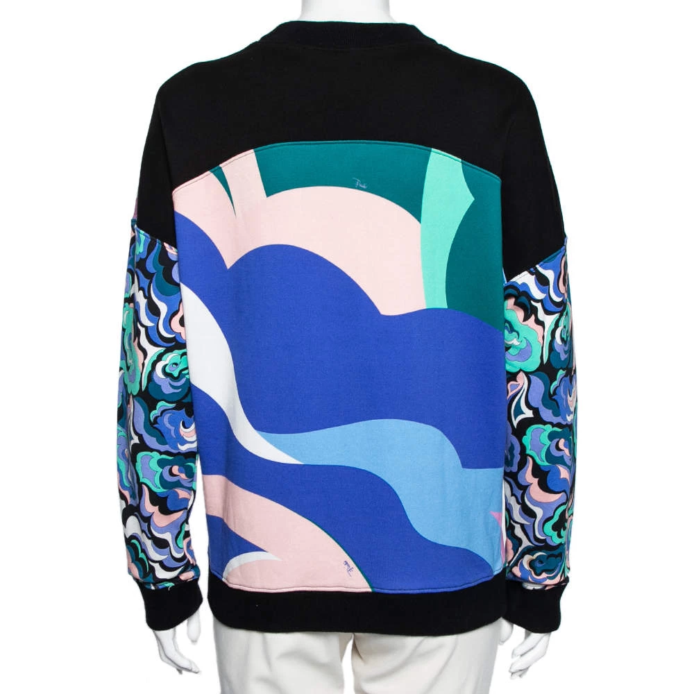Emilio Pucci Multicolor Printed Cotton Knit Sweatshirt S For Women - Image 3