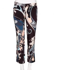 Emilio Pucci Multicolor Printed Silk Cropped Pants M For Women