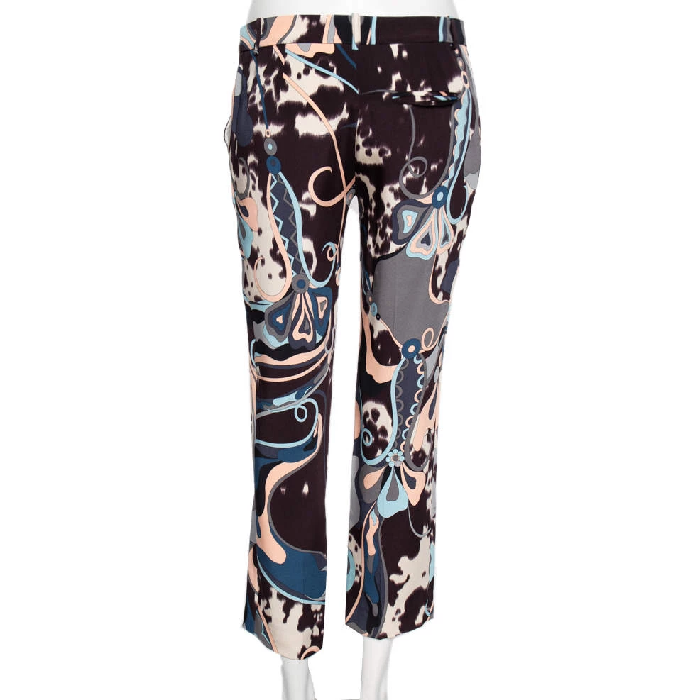 Emilio Pucci Multicolor Printed Silk Cropped Pants M For Women - Image 3
