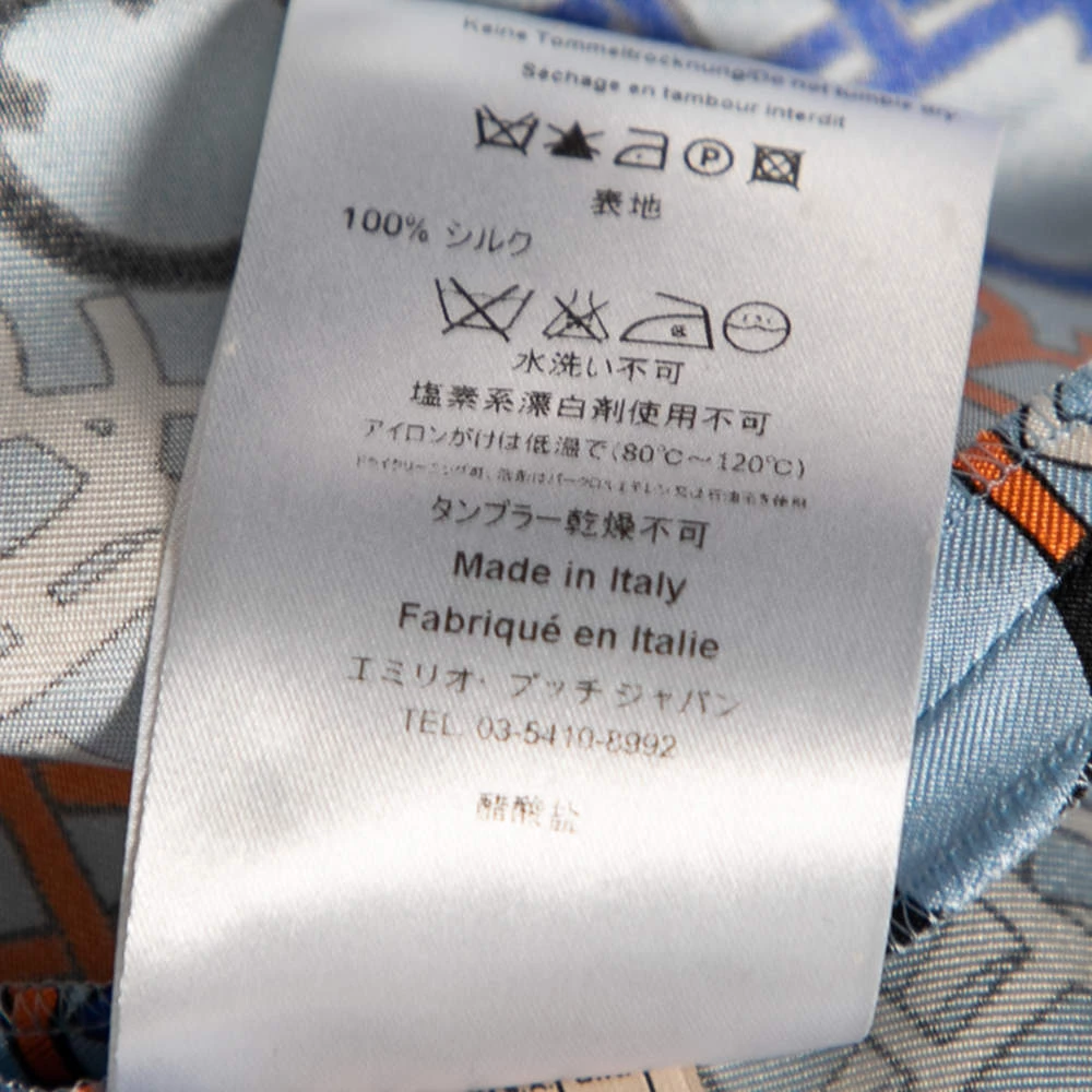 Emilio Pucci Multicolor Logo Printed Silk Short Sleeve Top S For Women - Image 8