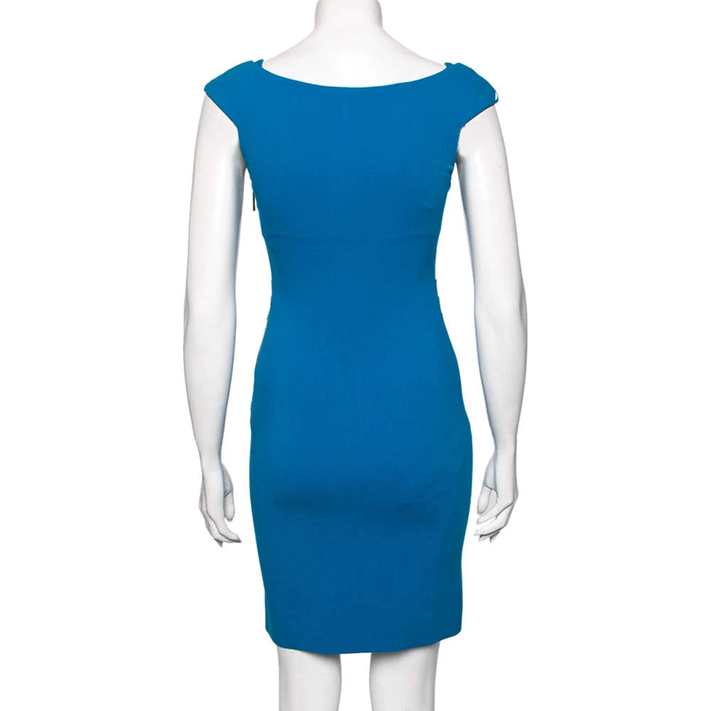 Emilio Pucci Blue Wool Crepe Sleeveless Sheath Dress S For Women - Image 3