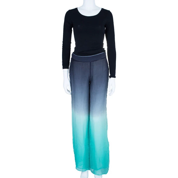 Emilio Pucci Degrade Silk Chiffon Wide Leg Trousers M For Women - Image 2