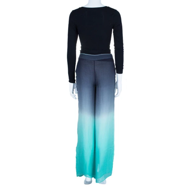 Emilio Pucci Degrade Silk Chiffon Wide Leg Trousers M For Women - Image 3