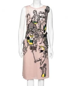 Emilio Pucci Blush Pink Tourist Applique Embroidered Cotton Net Shift Dress M For Women