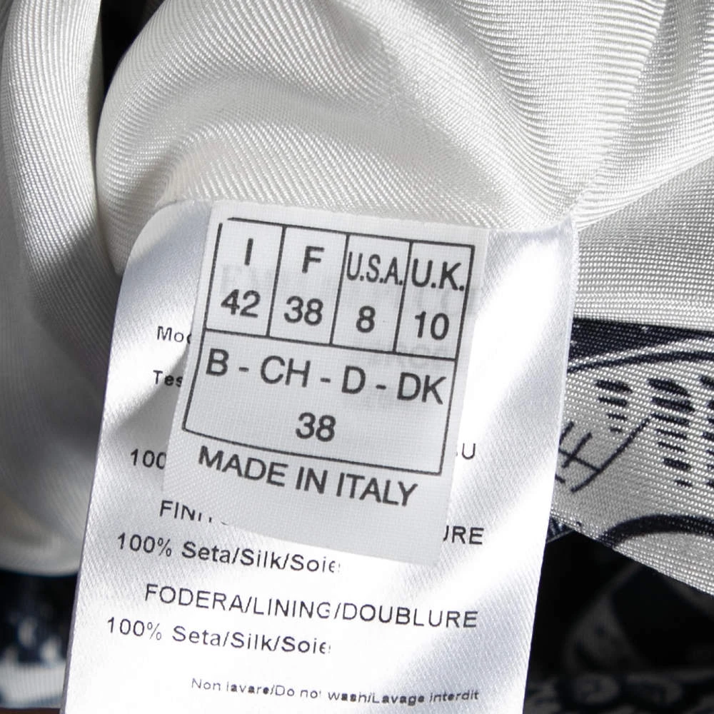 Emilio Pucci Blue Embroidered Silk Zip Front Cropped Jacket M For Women - Image 6