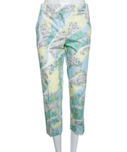 Emilio Pucci Multicolor Floral Printed Cotton Tapered Leg Trousers M For Women