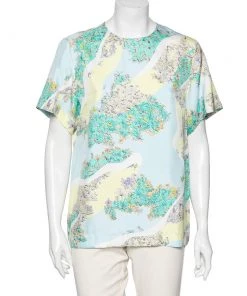 Emilio Pucci Multicolor Floral Printed Silk Top M For Women