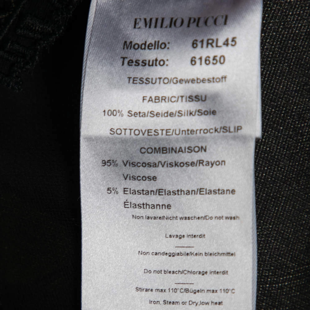 Emilio Pucci Black Tourist Applique Embroidered Silk Organza Dress M For Women - Image 6