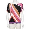 Emilio Pucci Multicolor Abstract Print Stretch Knit Blouse M For Women
