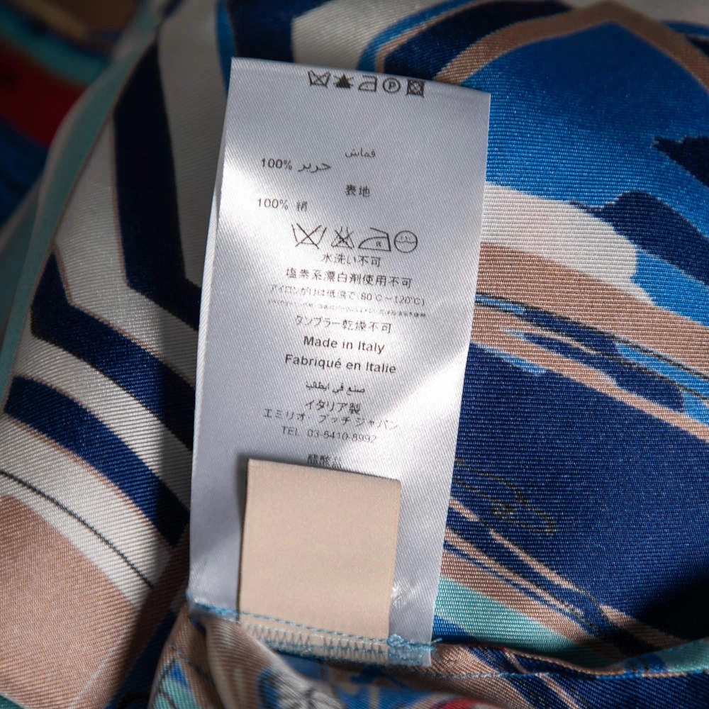 Emilio Pucci Multicolor Cityscape Print Silk Shirt M For Women - Image 6