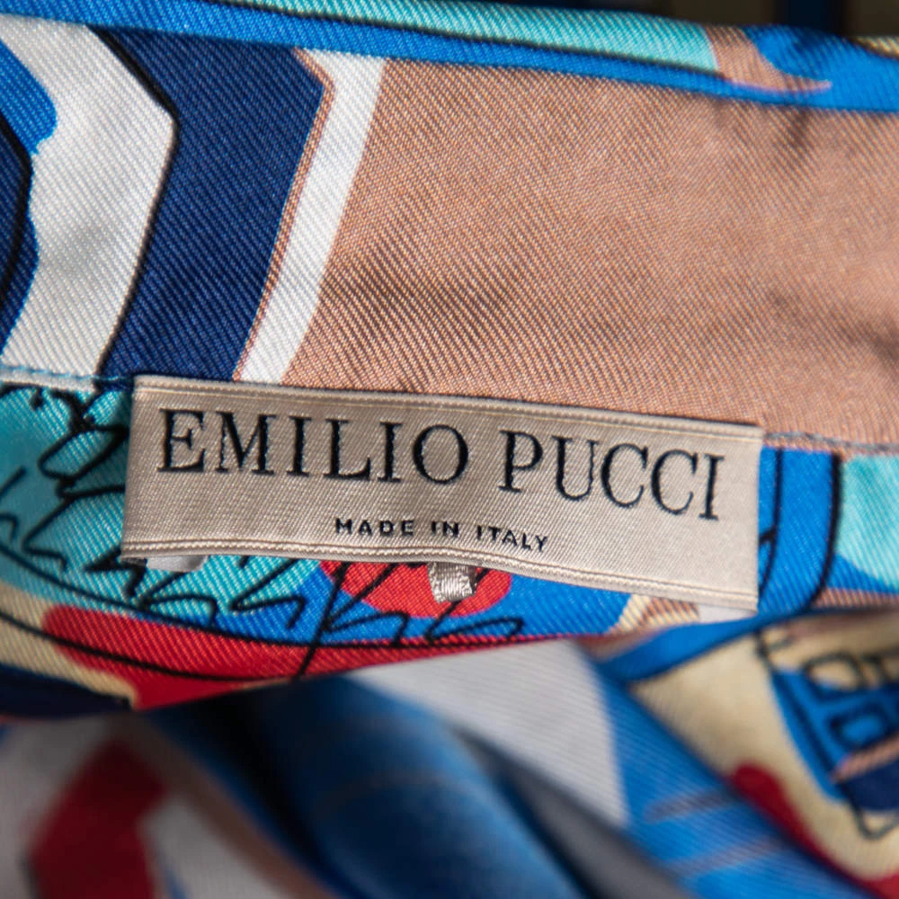 Emilio Pucci Multicolor Cityscape Print Silk Shirt M For Women - Image 5