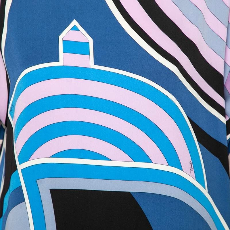 Emilio Pucci Multicolor Printed Silk Shift Dress S For Women - Image 4