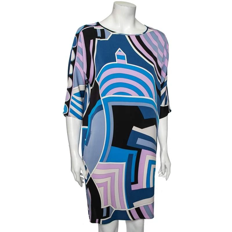 Emilio Pucci Multicolor Printed Silk Shift Dress S For Women - Image 2