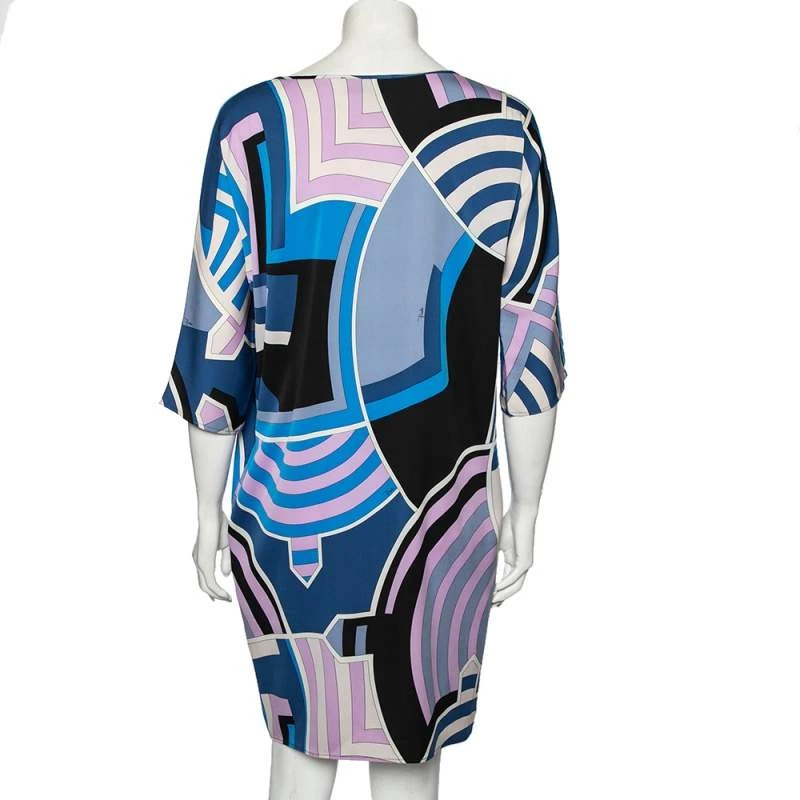 Emilio Pucci Multicolor Printed Silk Shift Dress S For Women - Image 3