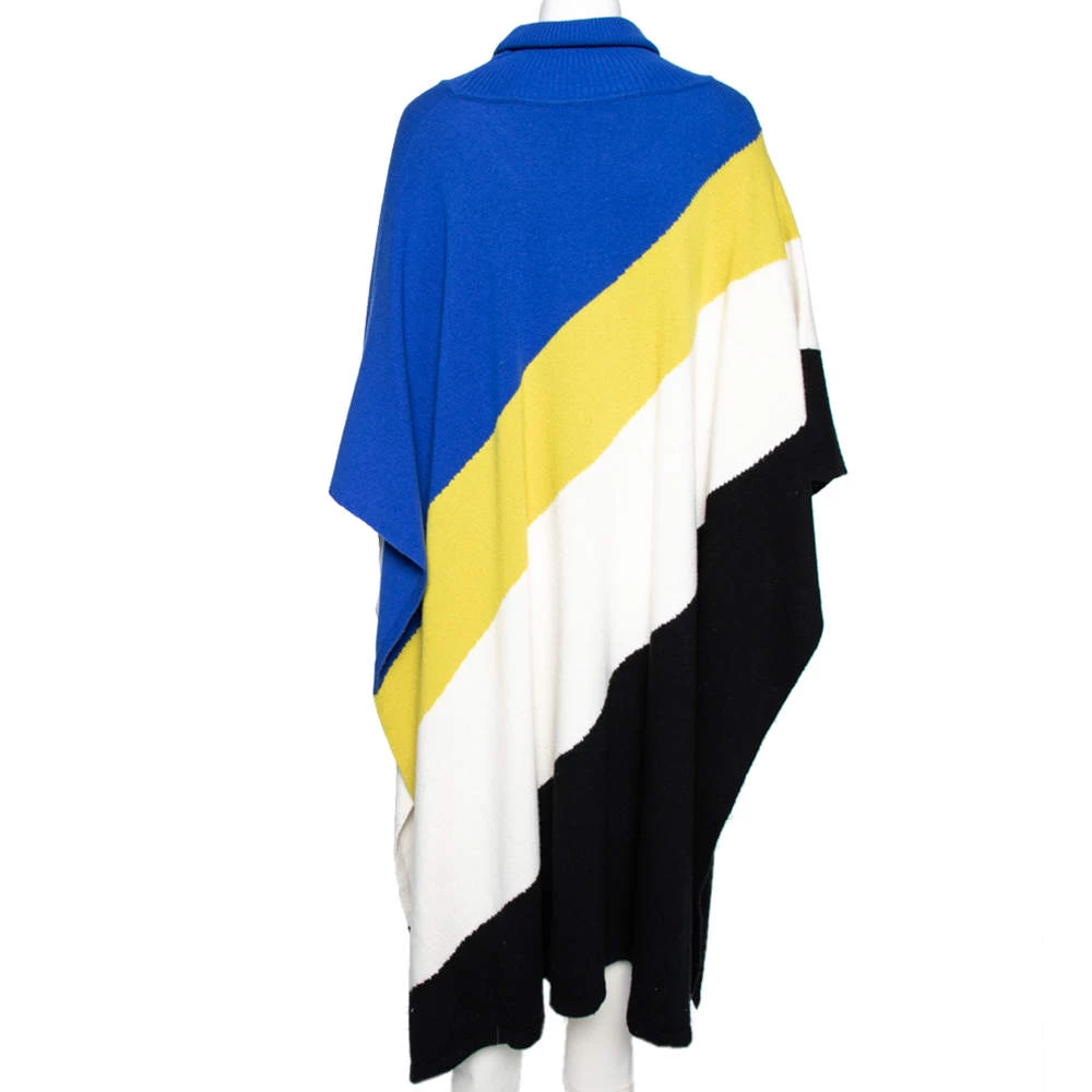 Emilio Pucci Color Block Wool Turtle Neck Poncho S For Women - Image 3