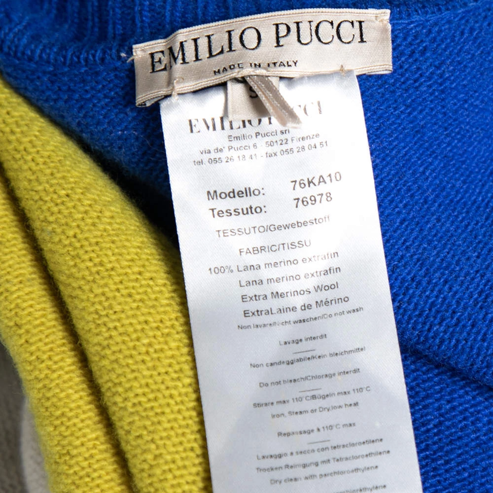 Emilio Pucci Color Block Wool Turtle Neck Poncho S For Women - Image 5