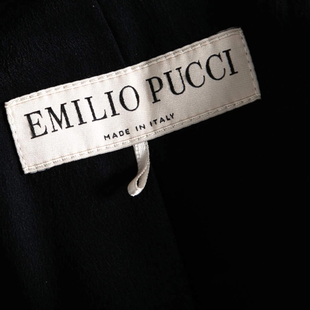 Emilio Pucci Multicolor Printed Silk & Cotton Hook Front Jacket M For Women - Image 5