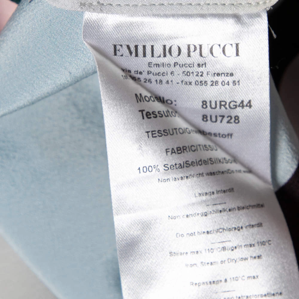 Emilio Pucci Multicolor Printed Silk Short Sleeve Dress L For Women - Image 6