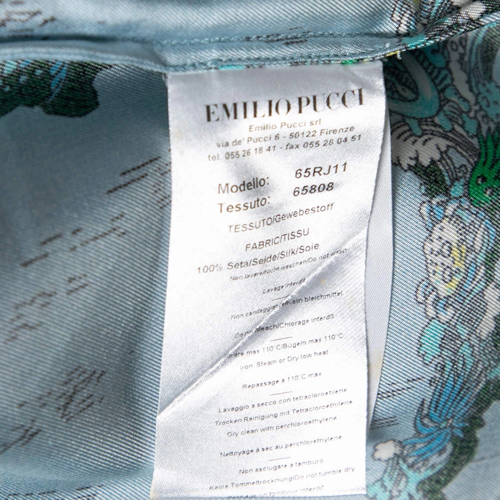 Emilio Pucci Blue Printed Silk Shirt M For Women - Image 6