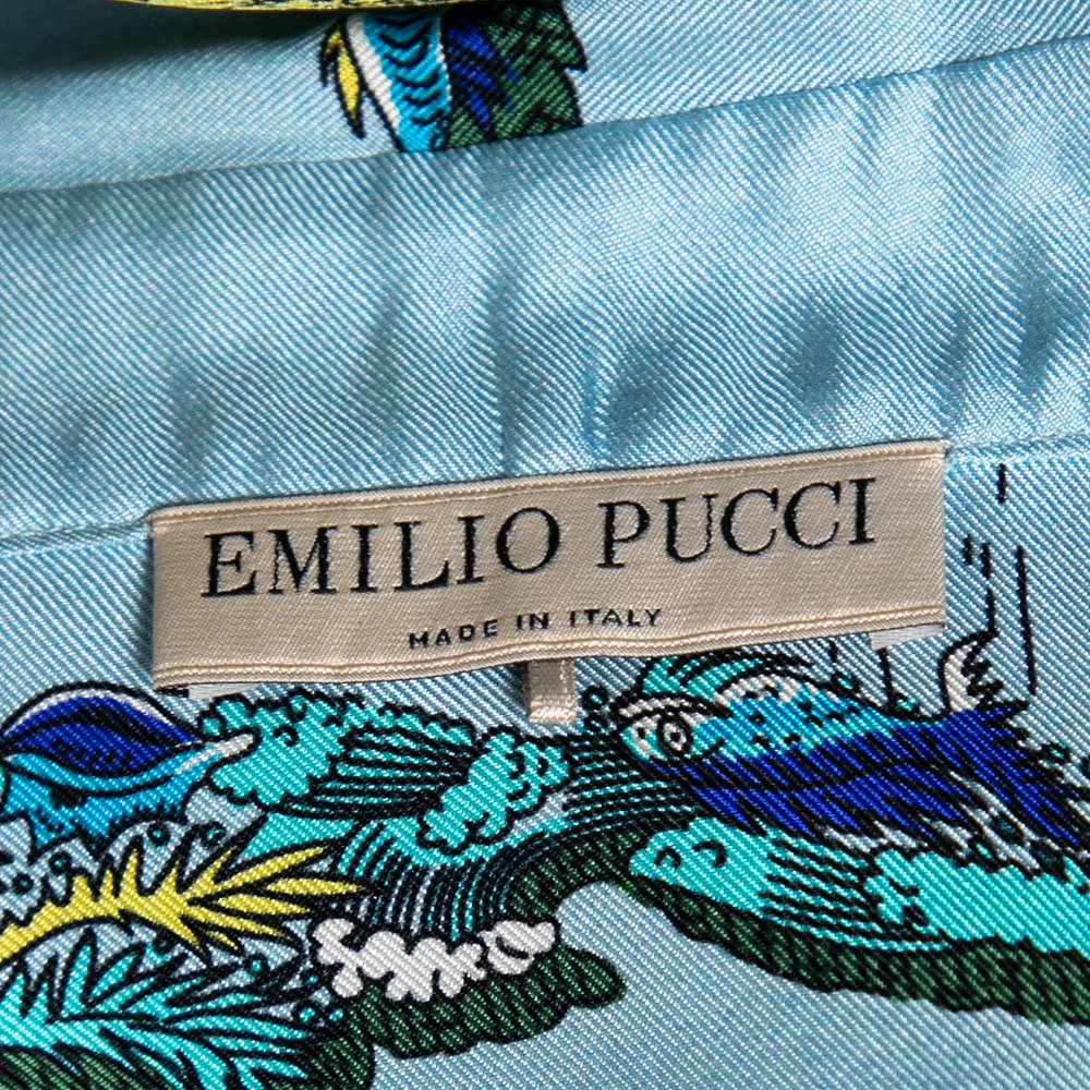 Emilio Pucci Blue Printed Silk Shirt M For Women - Image 5
