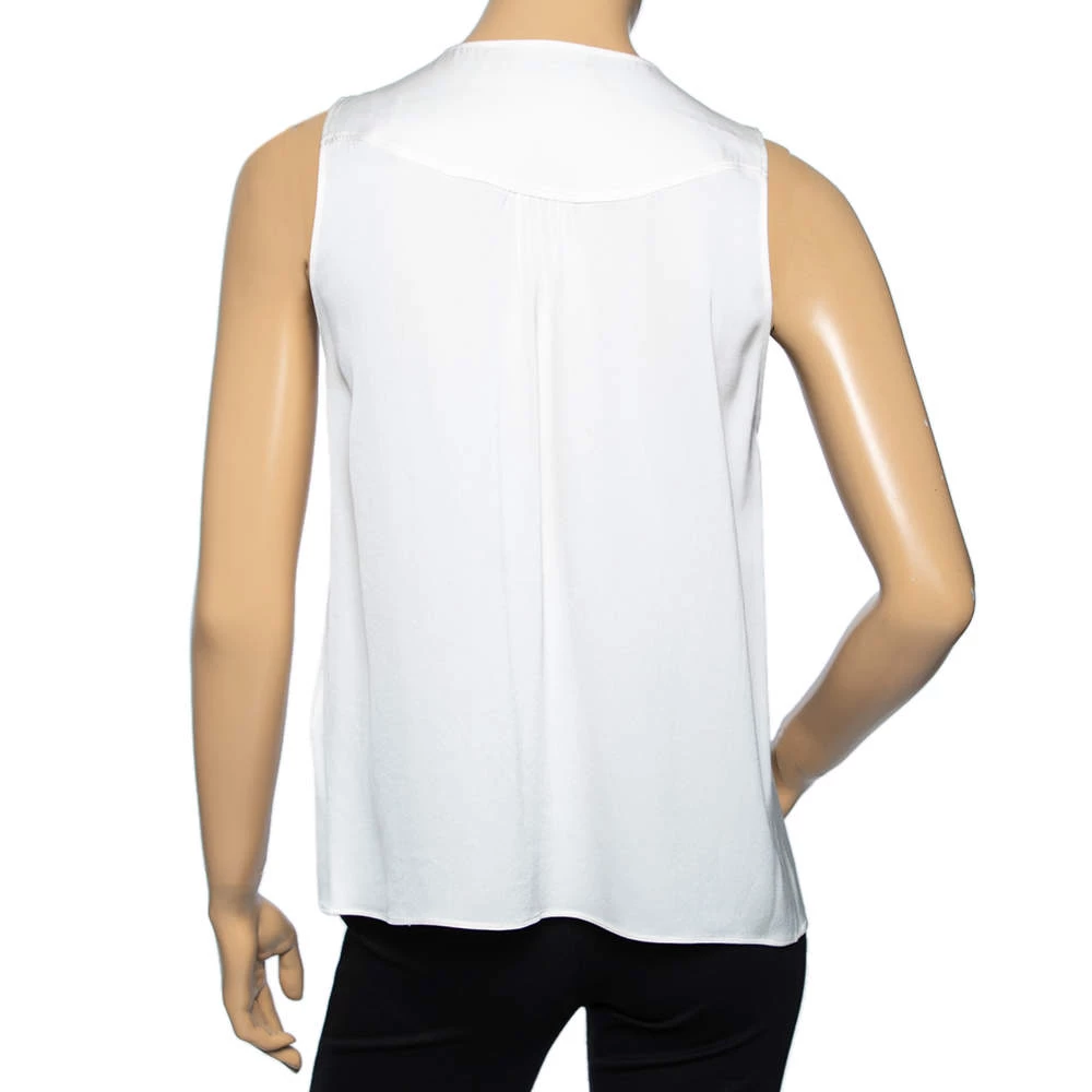 Emilio Pucci White Silk Pleated Front Sleeveless Blouse M For Women - Image 3