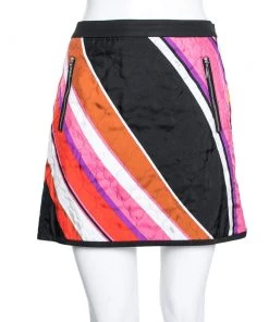 Emilio Pucci Multicolor Quilted Pattern Cotton Mini Skirt M For Women