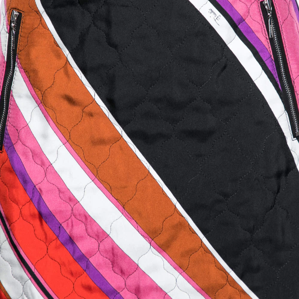 Emilio Pucci Multicolor Quilted Pattern Cotton Mini Skirt M For Women - Image 4