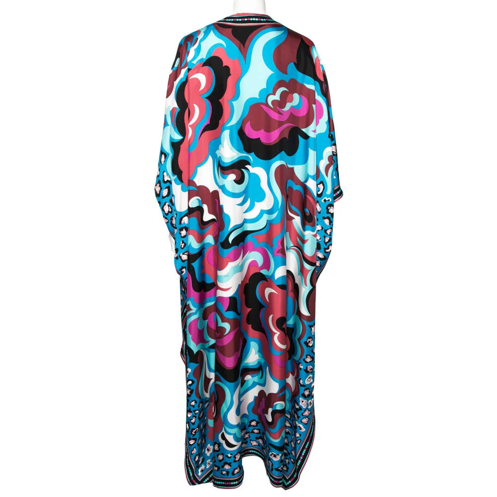 Emilio Pucci Multicolor Printed Silk Kaftan Dress One Size For Women - Image 3