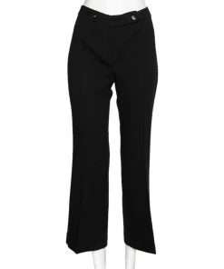 Emilio Pucci Black Wool Flared Leg Trousers M For Women