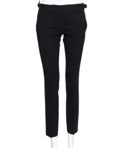 Emilio Pucci Black Wool Tapered Leg Pants M For Women