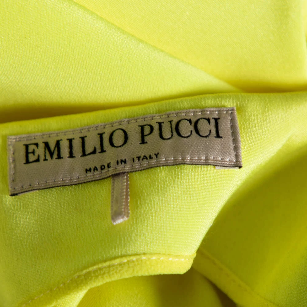 Emilio Pucci Yellow Silk Bead Embellished Kaftan Dress M For Women - Image 7