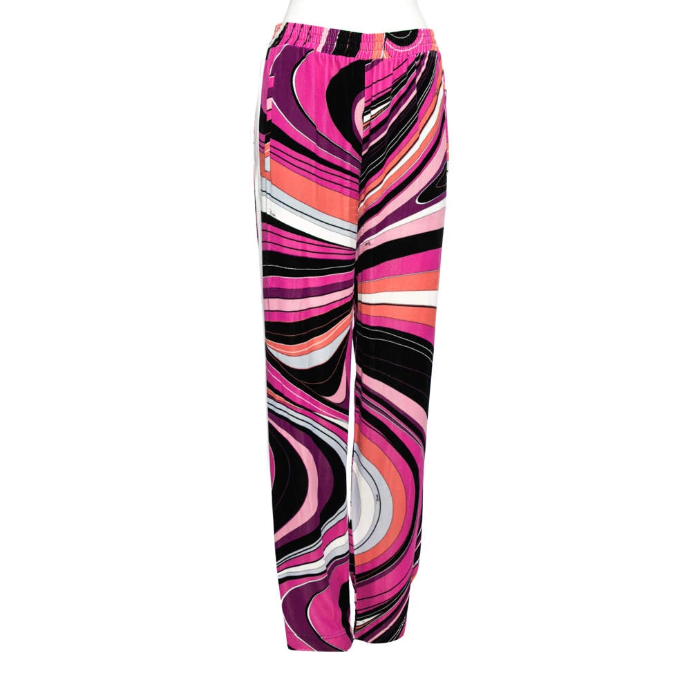 Emilio Pucci Pink Printed Velour Sweatpants M For Women - Image 2