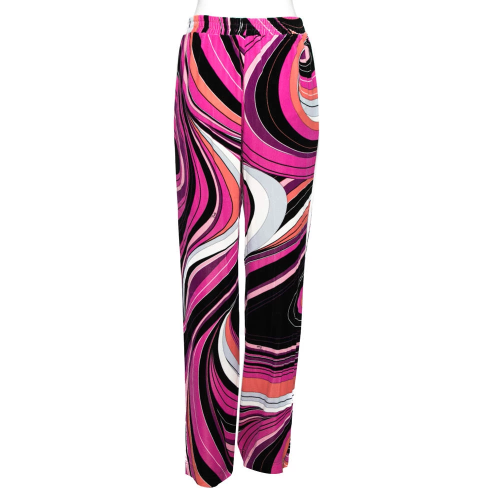 Emilio Pucci Pink Printed Velour Sweatpants M For Women - Image 3