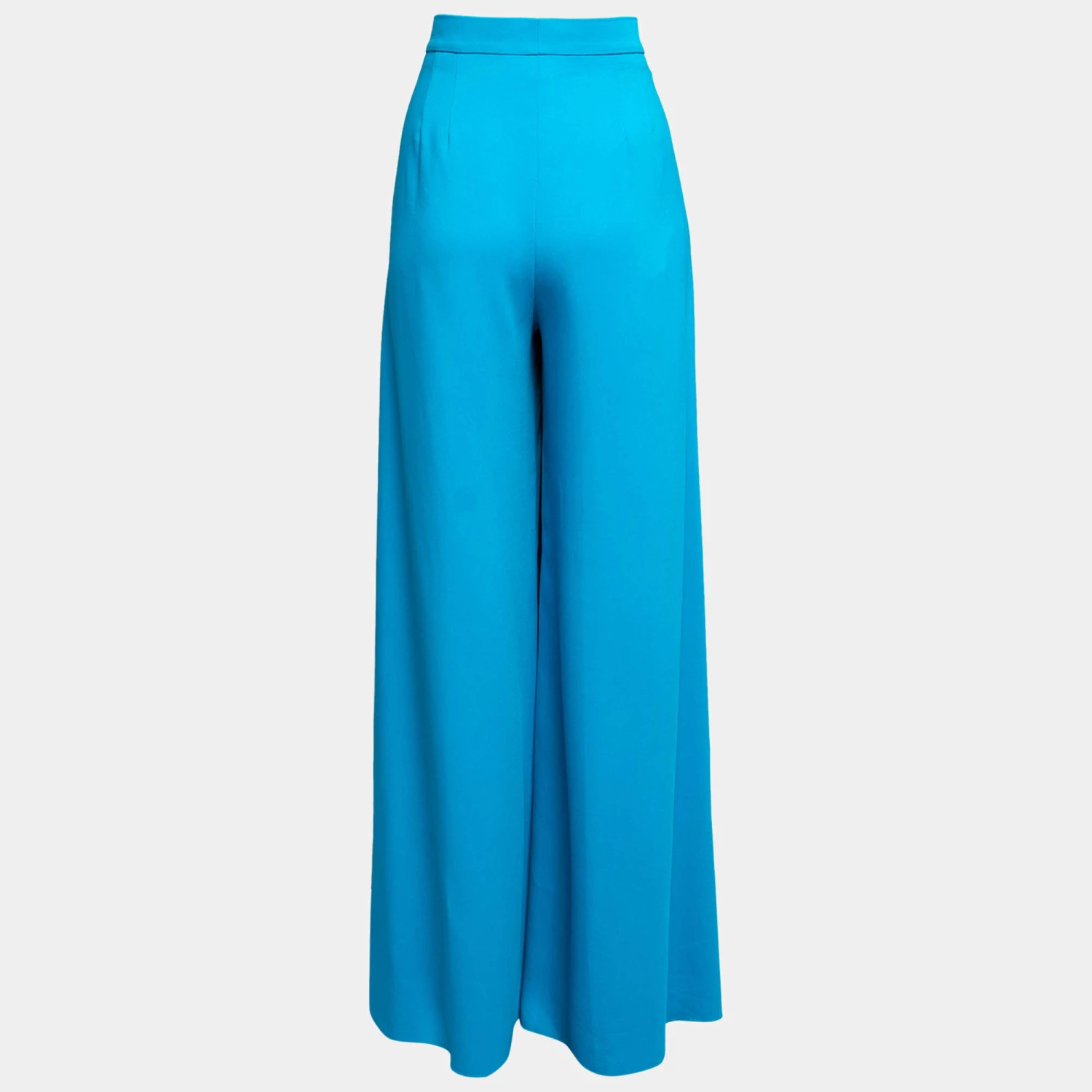 Emilio Pucci Blue Crepe High Waisted Palazzo Trousers M For Women - Image 2