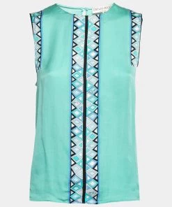 Emilio Pucci Green Silk Sleeveless Top S For Women