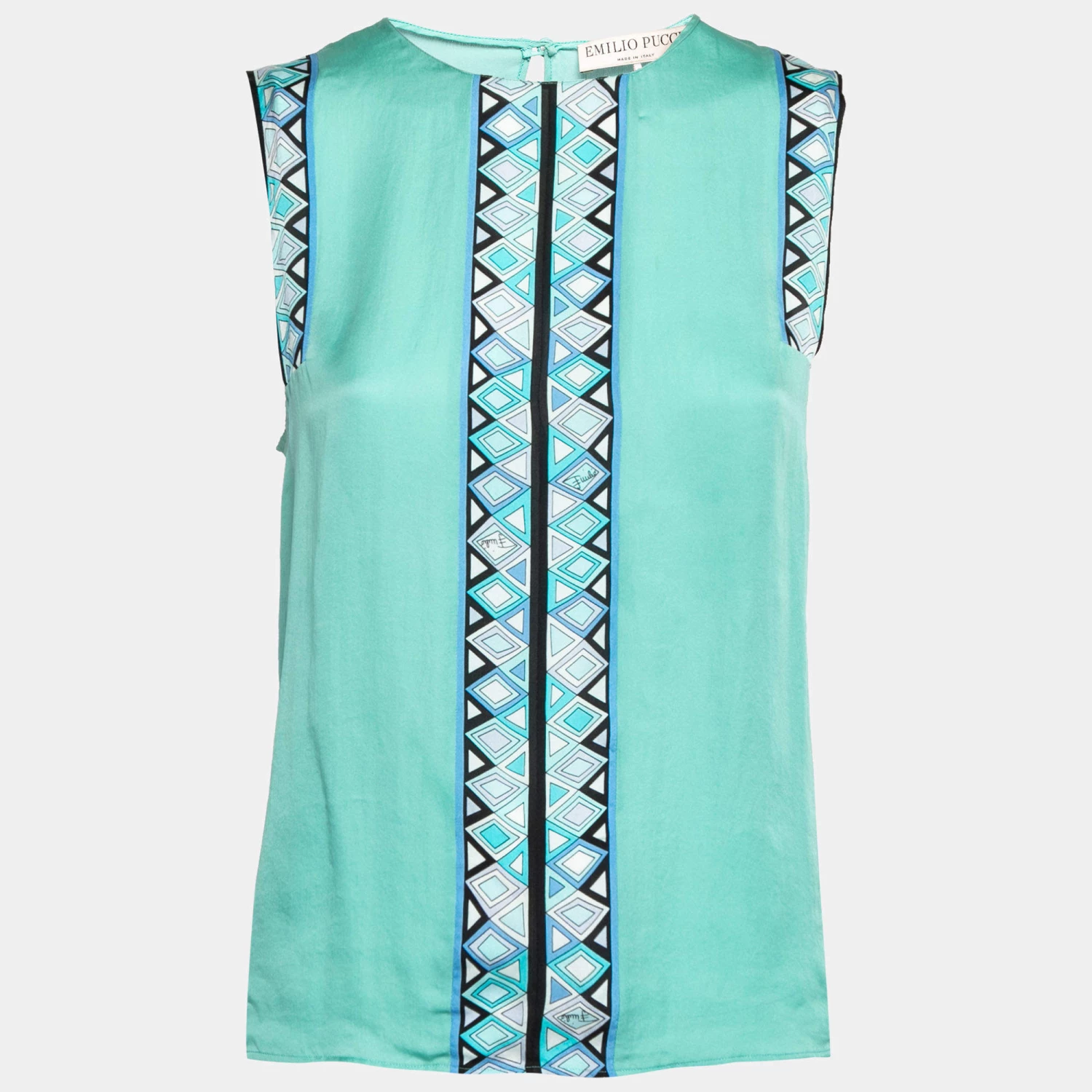 Emilio Pucci Green Silk Sleeveless Top S For Women