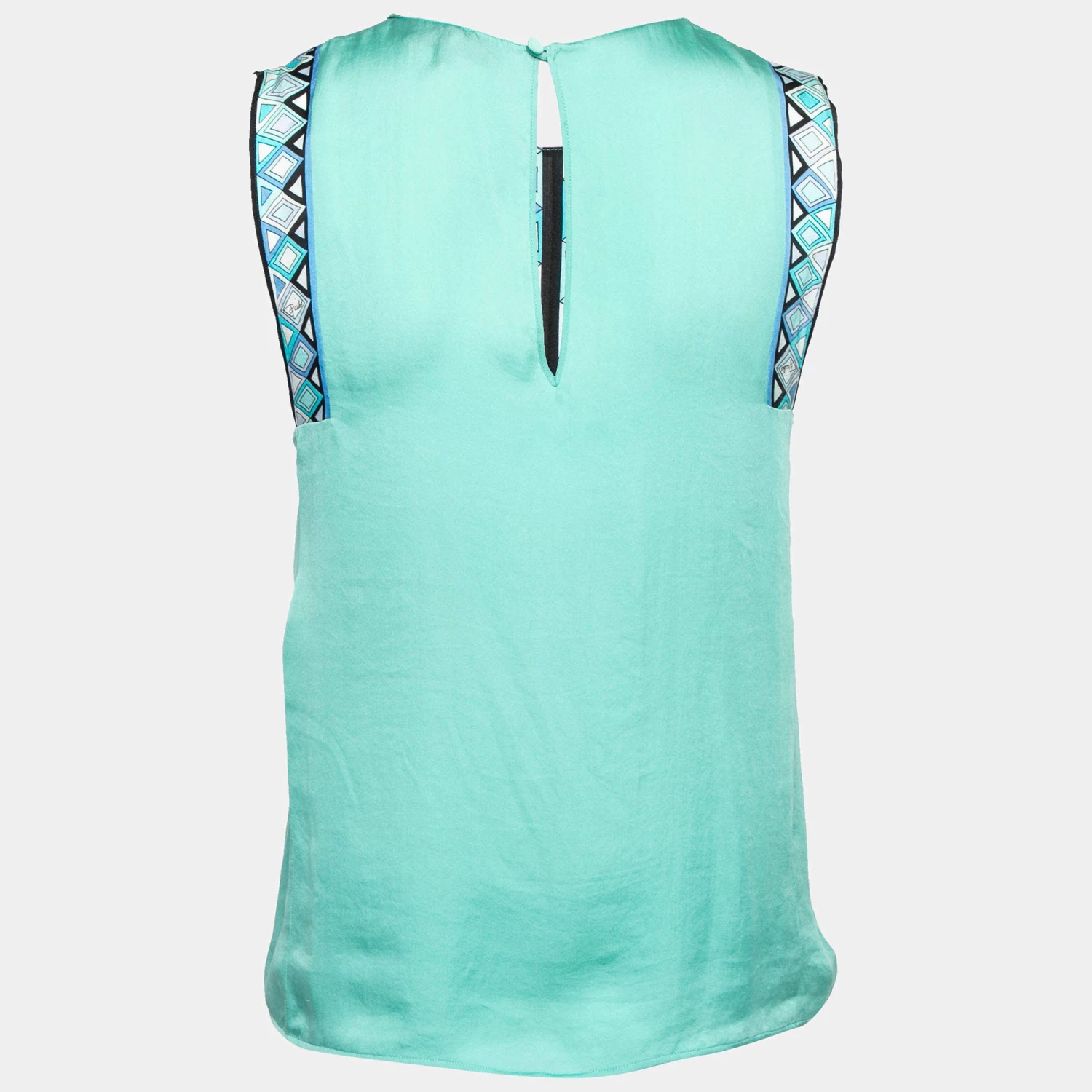 Emilio Pucci Green Silk Sleeveless Top S For Women - Image 2
