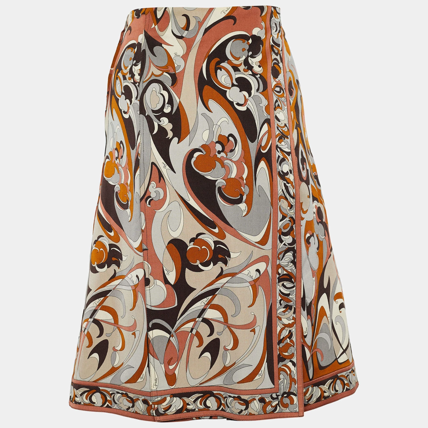 Emilio Pucci Multicolor Printed Virgin Wool Skirt M For Women