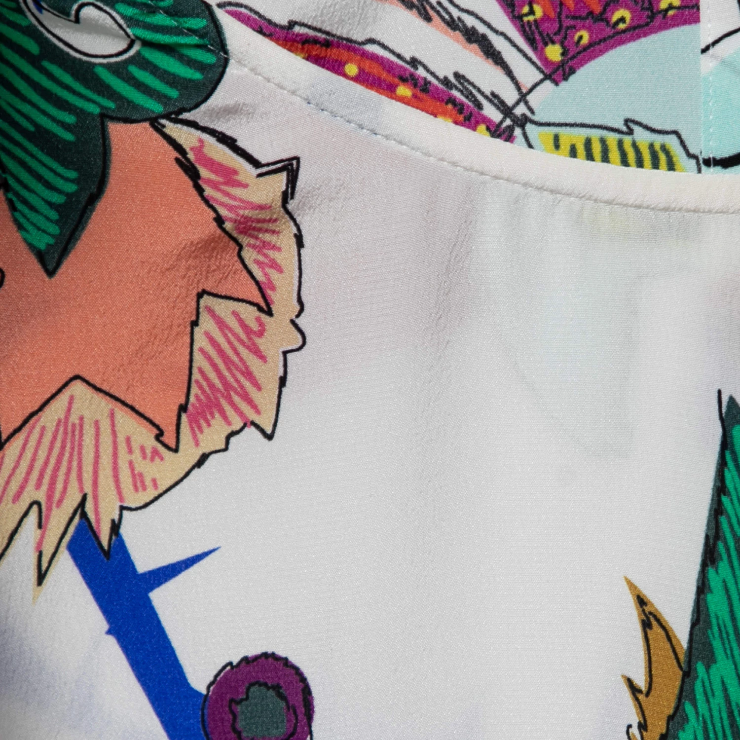 Emilio Pucci White Printed Silk Round Neck Short Sleeve Top S For Women - Image 4