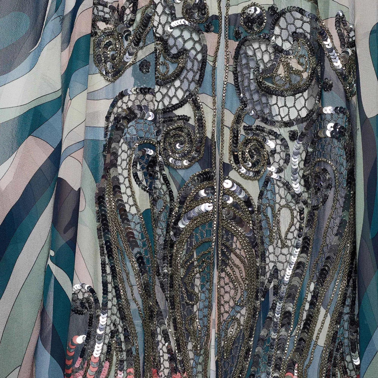 Emilio Pucci Multicolor Printed Silk Embellished Blouse S For Women - Image 3