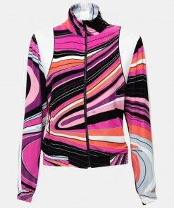 Emilio Pucci Multicolor Print Cotton Velour Zip Front Jacket M For Women