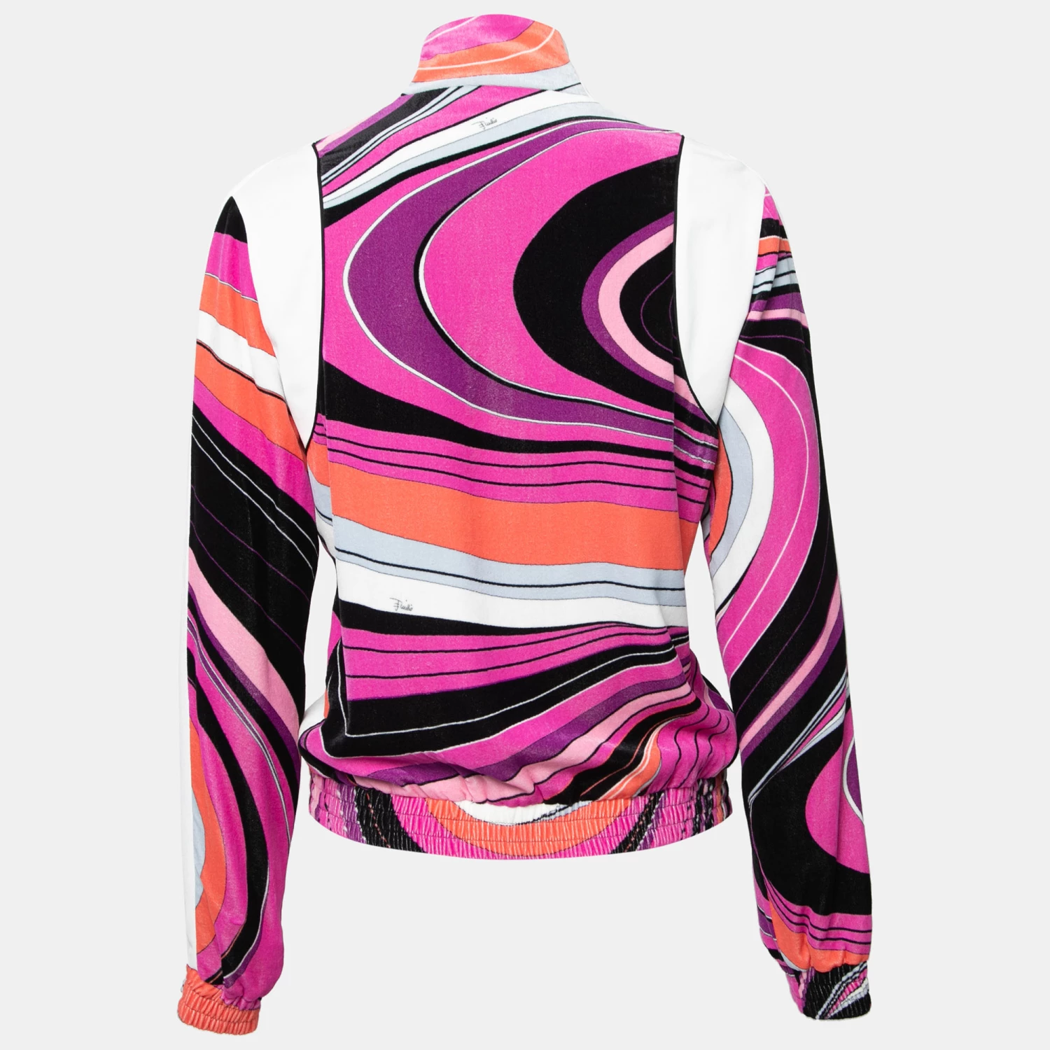 Emilio Pucci Multicolor Print Cotton Velour Zip Front Jacket M For Women - Image 2
