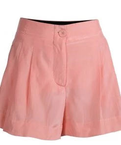 Emilio Pucci Pink Silk Pleated Shorts S For Women