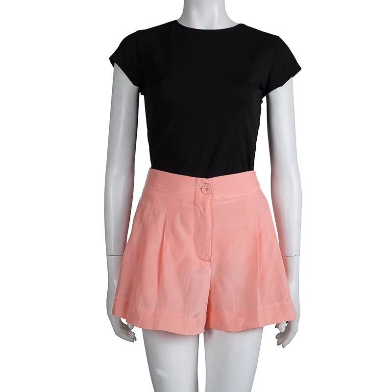 Emilio Pucci Pink Silk Pleated Shorts S For Women - Image 2
