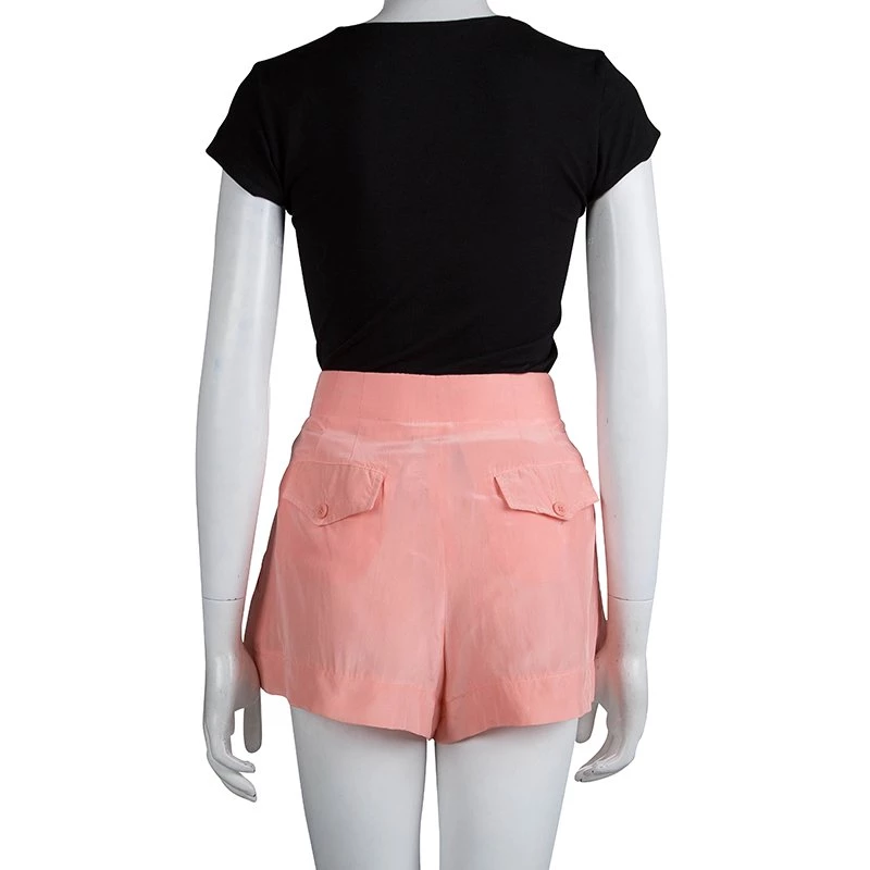 Emilio Pucci Pink Silk Pleated Shorts S For Women - Image 3