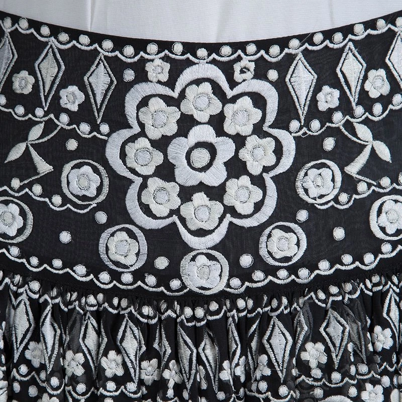 Emilio Pucci Black Embroidered Silk Gathered Maxi Skirt S For Women - Image 4