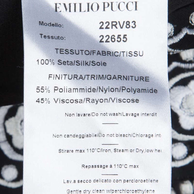 Emilio Pucci Black Embroidered Silk Gathered Maxi Skirt S For Women - Image 7