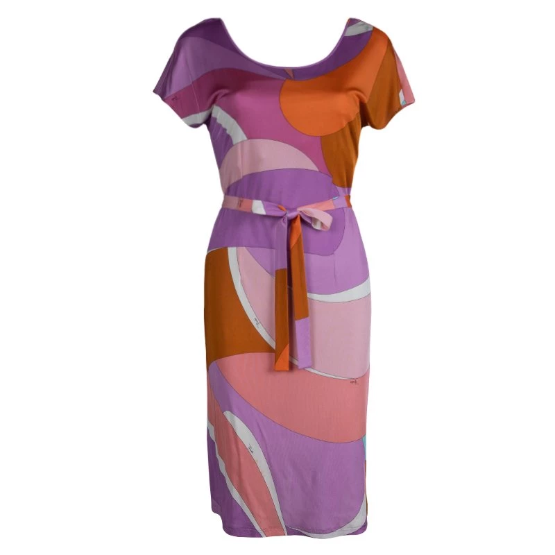Emilio Pucci Multicolor Knit Shift Dress M For Women